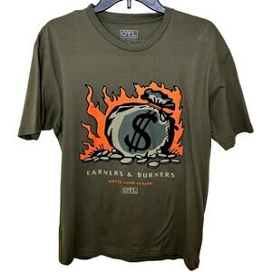 OYL Outta Your League Mens Olive & Orange Short Sleeve Crew Neck T-Shirt Size L